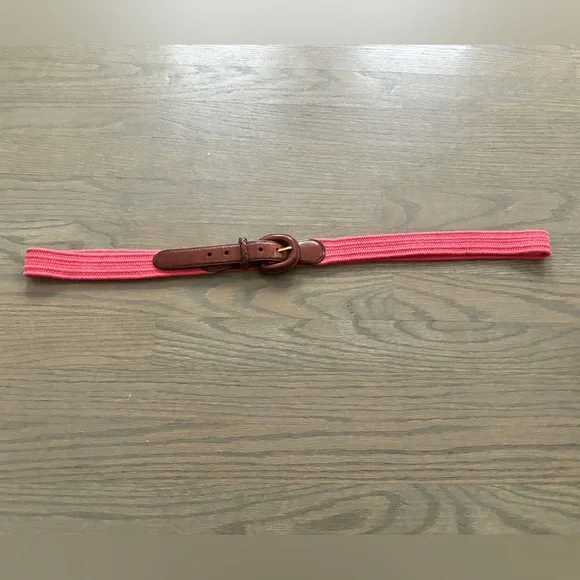 Vintage Y2K Talbots Stretchy Elastic Pink Belt Leather Buckle Women’s XL - Picture 2 of 4